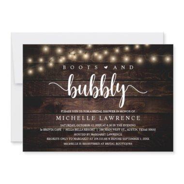 Boots and Bubbly, Rustic Bridal Shower Celebration Invitations