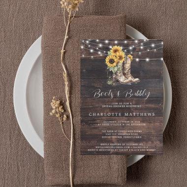 Boots and Bubbly Rustic Floral Bridal Shower Invitations