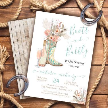 Boots and Bubbly Western Cowgirl Bridal Shower Invitations