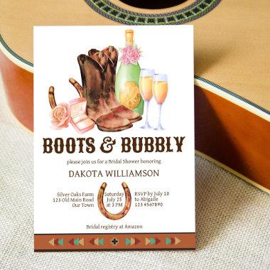 Boots and bubbly western cowgirl brunch Invitations