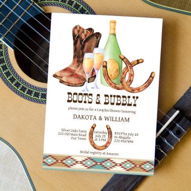 Boots and bubbly western cowgirl couples shower Invitations