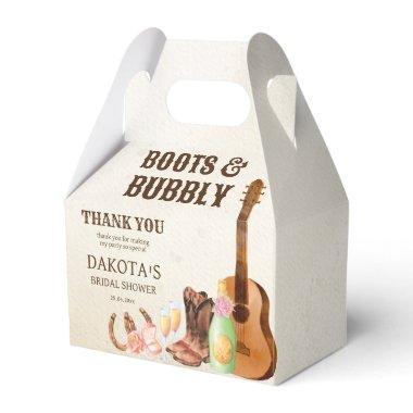 Boots and bubbly western rodeo cowgirl brunch favor boxes