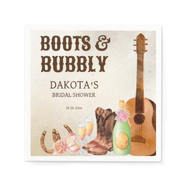 Boots and bubbly western rodeo cowgirl brunch napkins