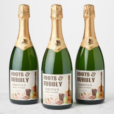 Boots and bubbly western rodeo cowgirl brunch sparkling wine label