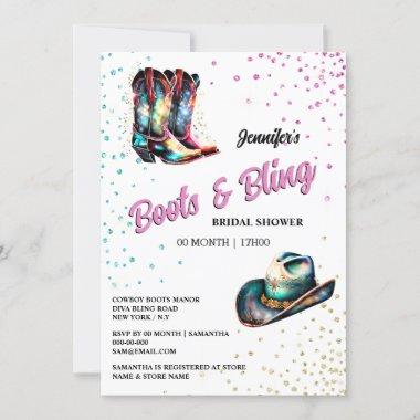 Boots Bling cowgirl boots glam stetson shimmer Invitations