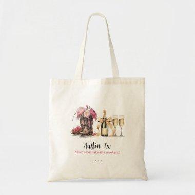 Boots Bubbles Bachelorette Weekend personalized Tote Bag