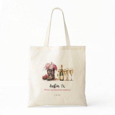 Boots Bubbles Bachelorette Weekend personalized Tote Bag