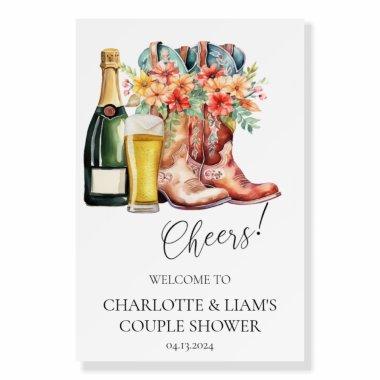 Boots, Bubbly, and Brews Couple Shower Welcome Sig Foam Board