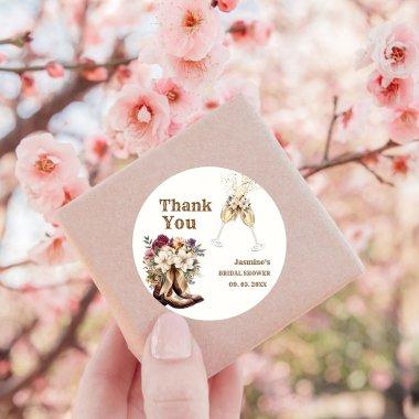 Boots & Bubbly Boho Western  Party Classic Round Sticker