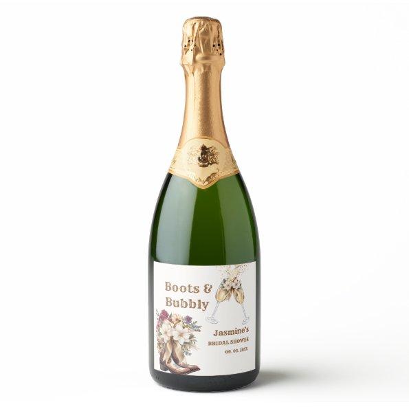 Boots & Bubbly Boho Western  Party Sparkling Wine Label