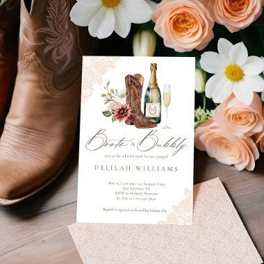 Boots & Bubbly Chic Cowgirl Western Bridal Shower Invitations