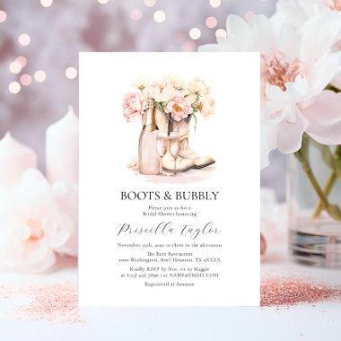 Boots & Bubbly Cowgirl Champagne BRIDAL SHOWER Invitations