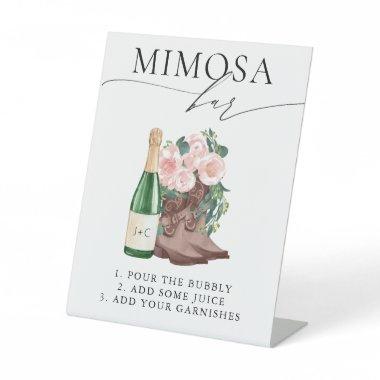 Boots & Bubbly Floral Champagne Bridal Shower Invi Pedestal Sign