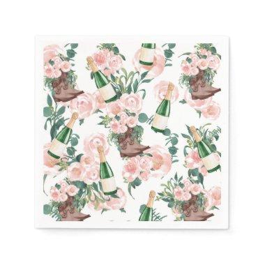 Boots & Bubbly Floral Champagne  Napkins