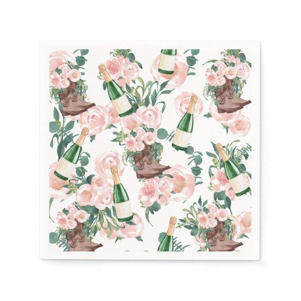 Boots & Bubbly Floral Champagne  Napkins