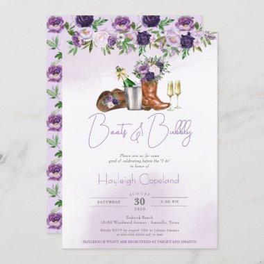 Boots Bubbly Rustic Country Western Bridal Shower Invitations