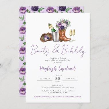 Boots & Bubbly Rustic Western Bridal Shower Invitations
