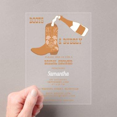Boots Bubbly Rustic Western Country  Acrylic