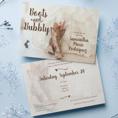Boots & Bubbly Texas Bride in Boots Bridal Shower Invitations