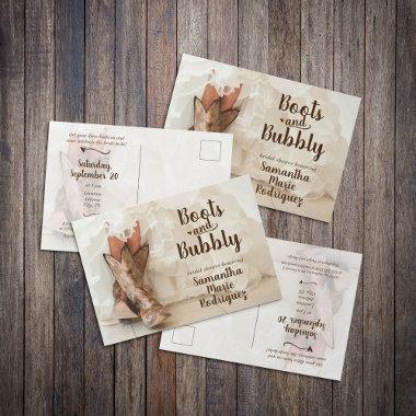 Boots & Bubbly Texas Bride in Boots Bridal Shower PostInvitations