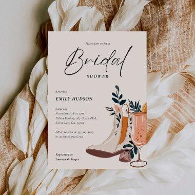 Boots & Bubbly Western Bridal Shower Invitations