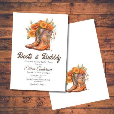 Boots & Bubbly Western Cowgirl Bridal Shower Invitations