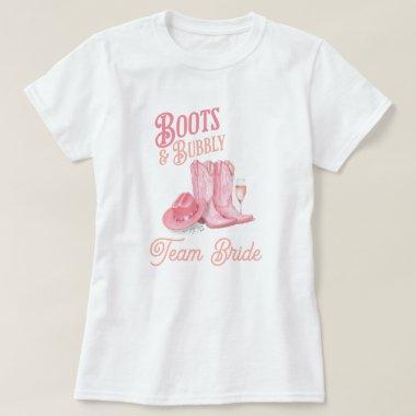 Boots & Bubbly Western Cowgirl Pink  T-Shirt