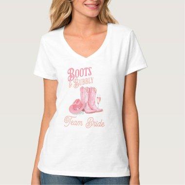Boots & Bubbly Western Cowgirl Pink  T-Shirt