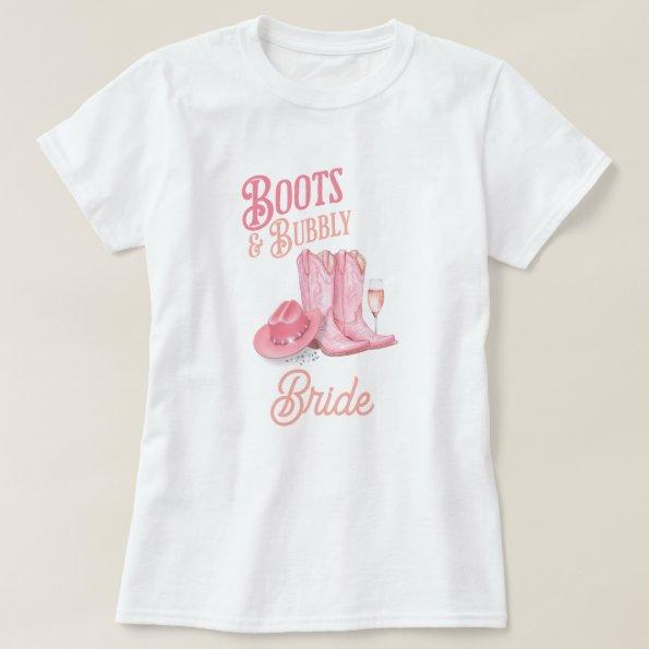 Boots & Bubbly Western Cowgirl Pink  T-Shirt
