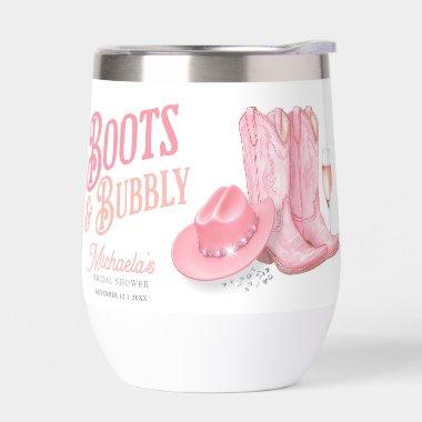 Boots & Bubbly Western Cowgirl Pink  Thermal Wine Tumbler