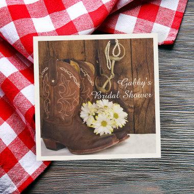 Boots, Daisies and Horse Bit Western Bridal Shower Paper Napkins