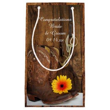 Boots, Daisy and Horse Bit Congratulations Wedding Small Gift Bag