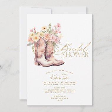 Boots Floral Flowers Floral Cowgirl Bridal Shower Invitations