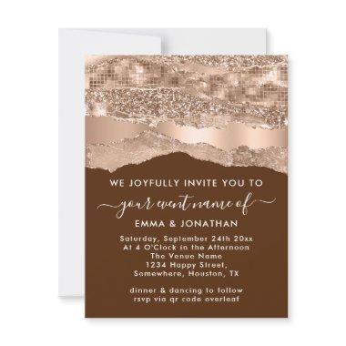 Border QR Code Glitter Rose Strokes Brown