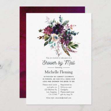 Bordo Violet Plum Floral Bridal Shower by Mail Invitations