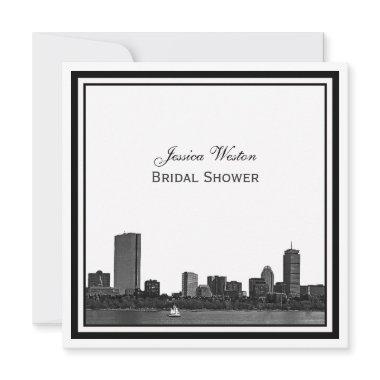 Boston Skyline Etched Framed L