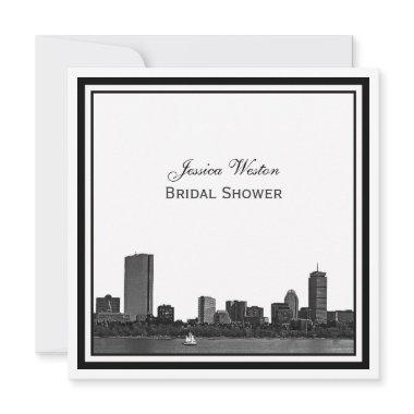 Boston Skyline Etched Framed L Bridal Shower Invitations