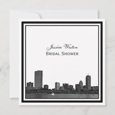 Boston Skyline Etched Framed L Bridal Shower Invitations
