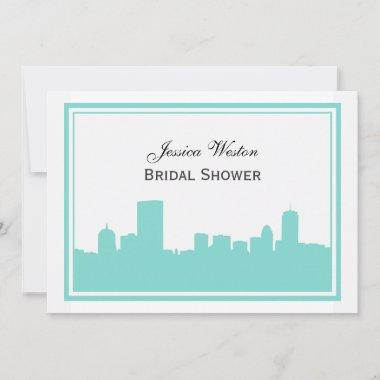 Boston Skyline Silhouette Framed H Bridal Shower Invitations
