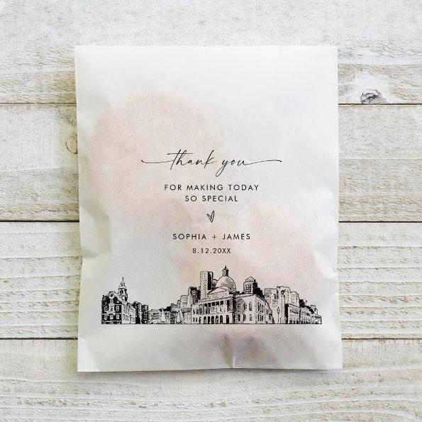Boston Skyline Wedding Thank You Favor Bags