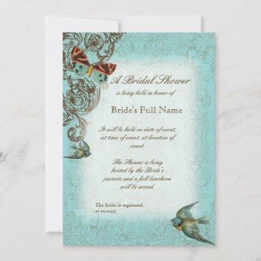 Botanica Wedding Bridal Shower Invite - Aqua Blue