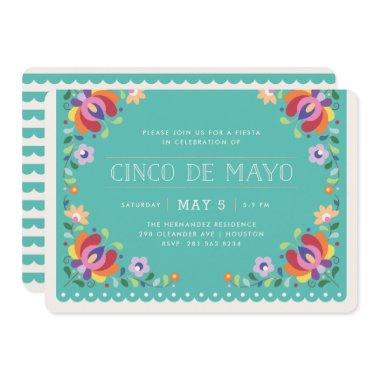 Botanical Banner Fiesta Invitations - Turquoise