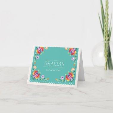 Botanical Banner Gracias Note Invitations - Turquoise