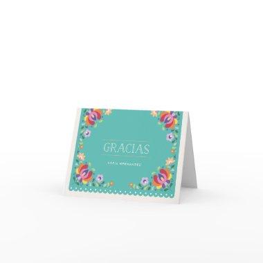 Botanical Banner Gracias Note Invitations - Turquoise