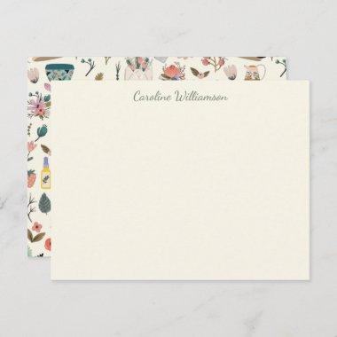 Botanical Beauty Floral Nature Custom Name Note Invitations