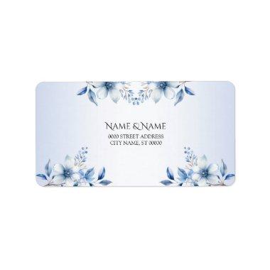 Botanical Blue Flowers Address Label