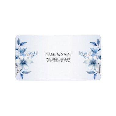 Botanical Blue Flowers Address Label