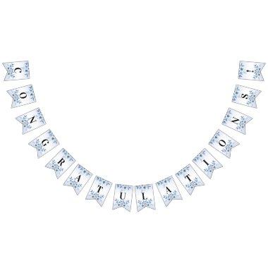 Botanical Blue Flowers Bunting Flag