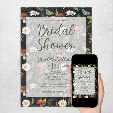 Botanical Bridal Shower Cottagecore Green Leaves Invitations