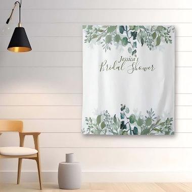 Botanical Bridal Shower Leaves Modern Greenery Tapestry